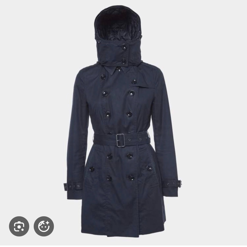 Burberry Brit Navy Trench coat USA 12 removable liner and hood